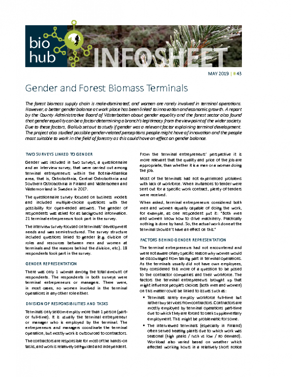 2019 No 43 Gender and Forest Biomass Terminals