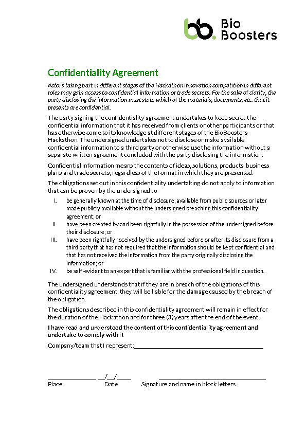 Confidentiality Agreement EN